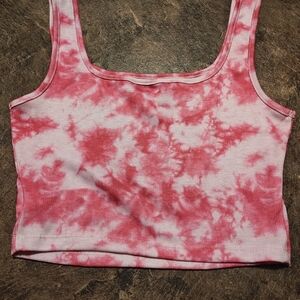 SHEIN Pink Tie-Dye Crop Top